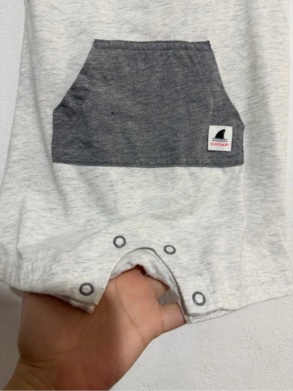 Carter's Light Gray & Dark Gray Hooded Short-Sleeve Romper